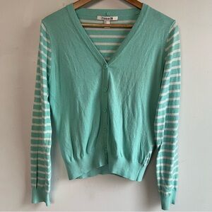 Forever 21 Aqua and White Striped Cardigan